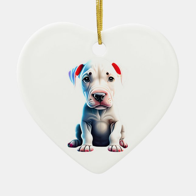 Ornamento De Cerâmica Dogo Argentino Personalizado Puppy (Frente)