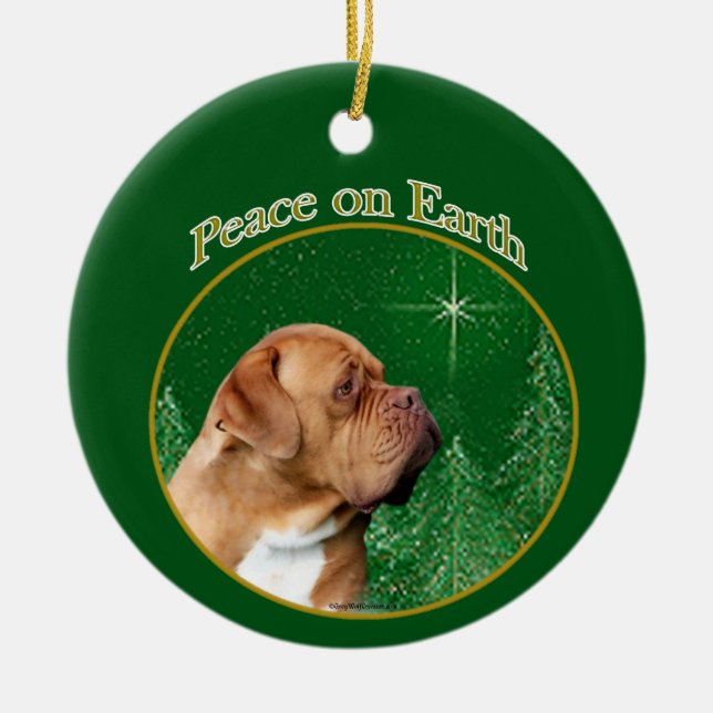Ornamento De Cerâmica Dogue de Bordeaux Peace (Frente)