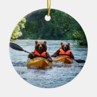 Ornamento De Cerâmica Dois Bears Kayaking
