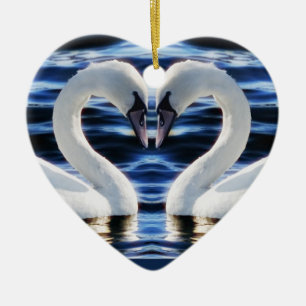 Ornamento De Cerâmica Dois cisnes