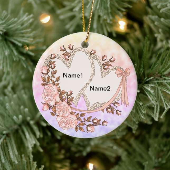 Ornamento De Cerâmica Dois Corações (Árvore)