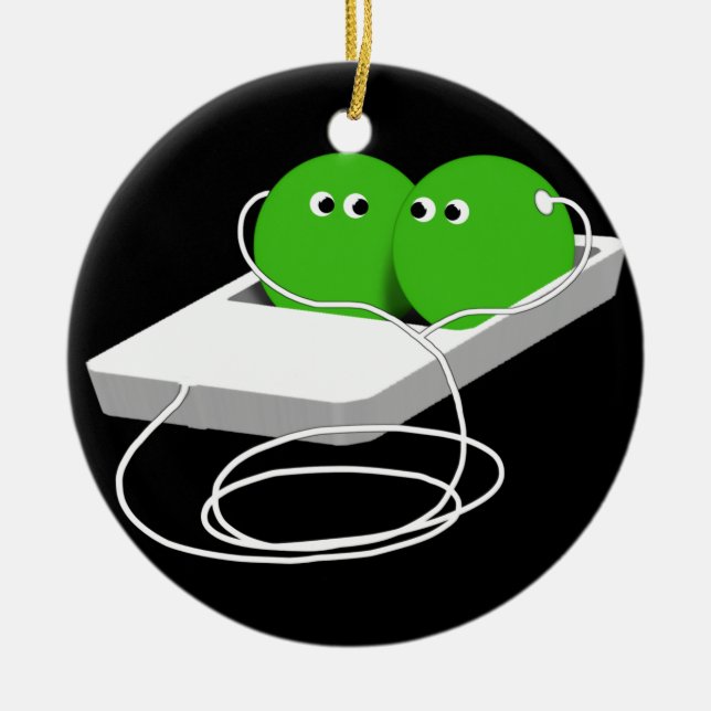 Ornamento De Cerâmica Dois Ervilhas Em Um Pod (Adicionar Seu Texto) (Frente)