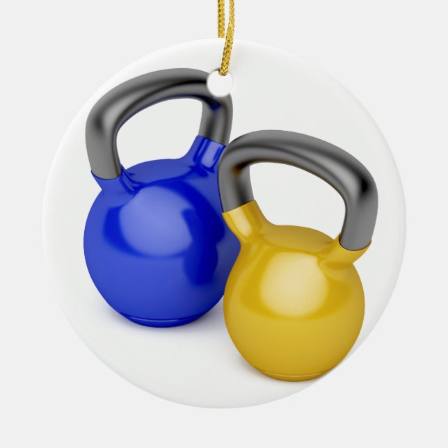 Ornamento De Cerâmica Dois kettlebells (Frente)