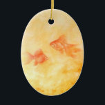Ornamento De Cerâmica Dois Peixes Goldfish<br><div class="desc">Da minha pintura acrílica original em canvas com estilo de cor vintage. Dois peixes românticos.</div>