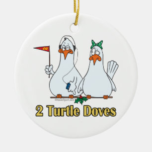 Ornamento De Cerâmica dois pombos-tortas segundo 2º dia de Natal