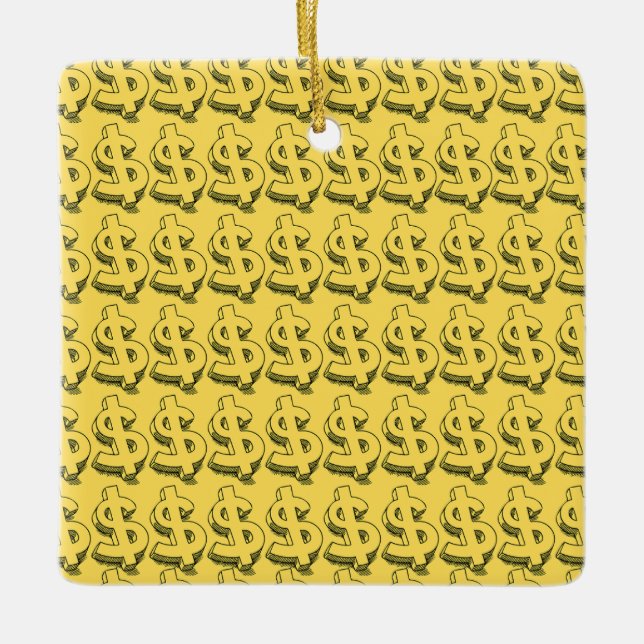Ornamento De Cerâmica dolar dourado (Frente)