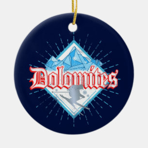 Ornamento De Cerâmica Dolomites Tirol Sul Retro Skier Vintage Ski