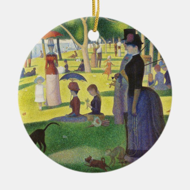 Ornamento De Cerâmica Domingo em La Grande Jatte por Georges Seurat (Frente)