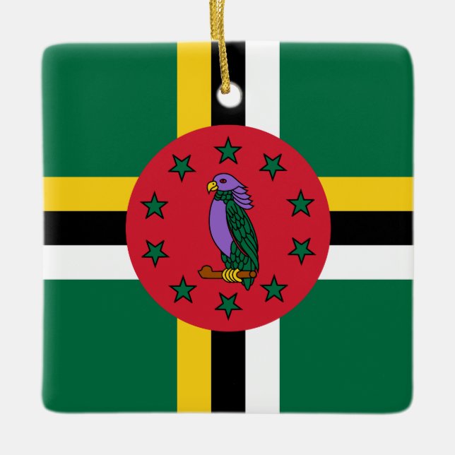 Ornamento De Cerâmica Dominica Flag (Frente)
