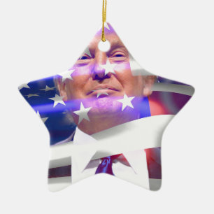 Ornamento De Cerâmica donald trump american flag