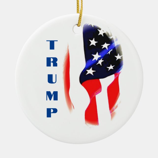 Ornamento De Cerâmica Donald Trump American Flag Pop Art (Frente)