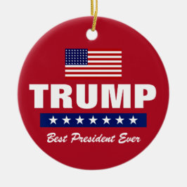 ORNAMENTO DE CERÂMICA DONALD TRUMP MELHOR PRESIDENTE NUNCA CHRISTMAS
