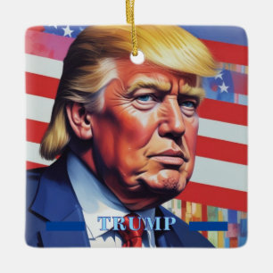 Ornamento De Cerâmica Donald Trump Pop Art