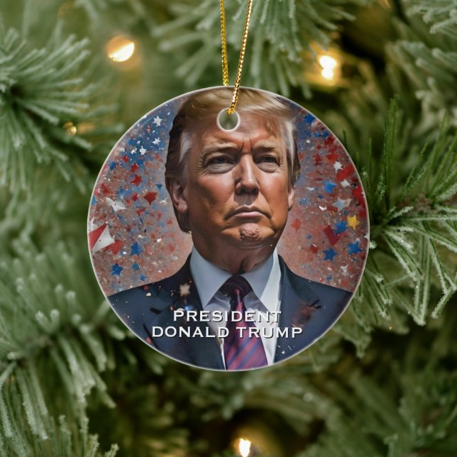 Ornamento De Cerâmica Donald Trump Presidente Modern Retrato (Árvore)
