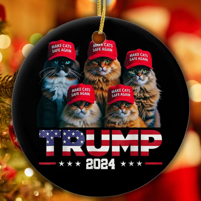 Ornamento De Cerâmica Donald Trump Torna Os Gatos Seguros Novamente Red  (Criador carregado)