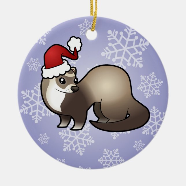 Ornamento De Cerâmica Doninha do Natal (Frente)