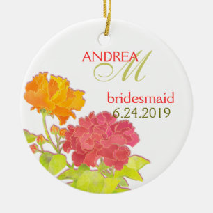 Ornamento De Cerâmica Dono de Bridesmaids Elegante de Casamento de Peony