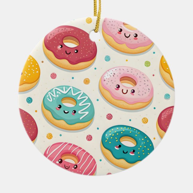 Ornamento De Cerâmica Donuts Pattern (Frente)
