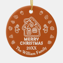 Ornamento De Cerâmica Doodle Gingercake House|Nome da Família