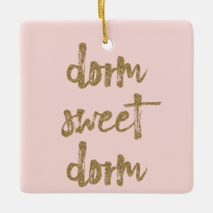 Ornamento De Cerâmica Dorm Sweet Dorm Room Decor Blush Pink e Dourado