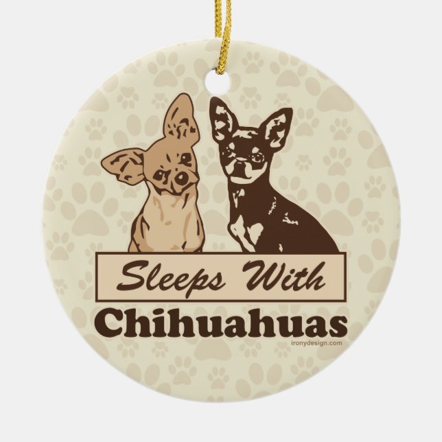 Ornamento De Cerâmica Dorme com Chihuahuas (Frente)