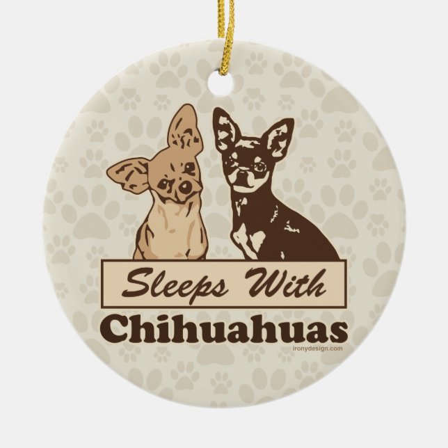 Ornamento De Cerâmica Dorme com Chihuahuas (Frente)