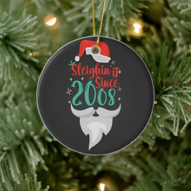 Ornamento De Cerâmica Dormir desde os Papais noeis de Natal de 2008 (Árvore)