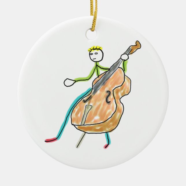 Ornamento De Cerâmica Double Bass Stickman (Frente)