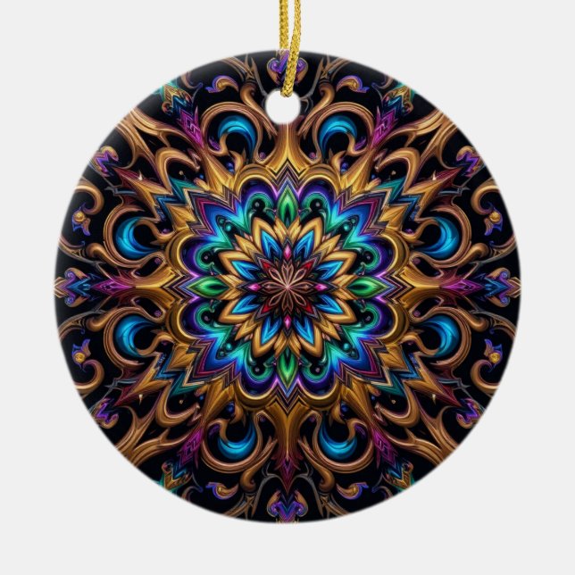 Ornamento De Cerâmica Double-Sided Radiant Ornament Illustration (Frente)