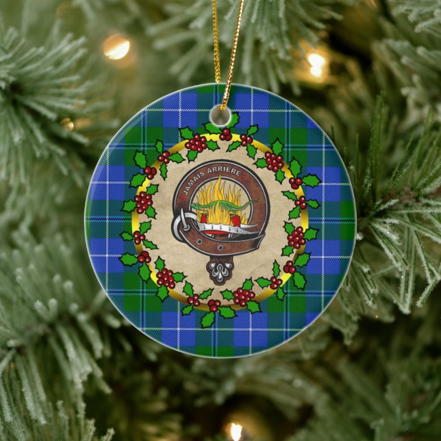 Ornamento De Cerâmica Douglas Clan Crachá & Tartan Personalizado Xmas (Árvore)