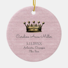 Ornamento De Cerâmica Dourada Coroa Rosa Anunciando
