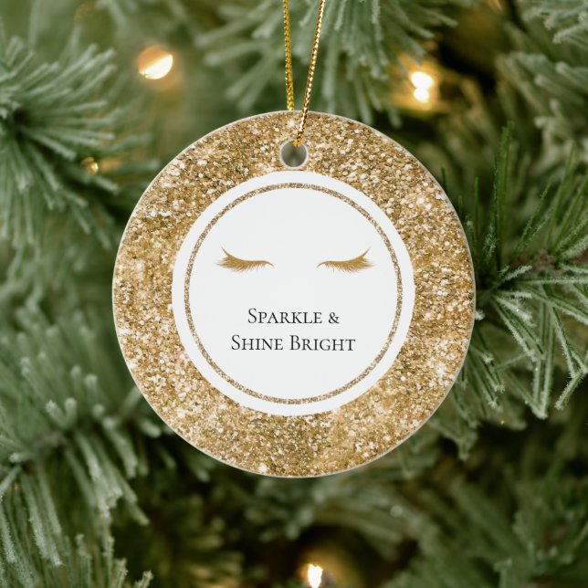 Ornamento De Cerâmica Dourada Eyelashes brilho feminino (Árvore)