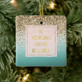 Ornamento De Cerâmica Dourada Glitter Mint Seja seu próprio tipo de bele