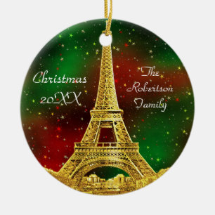 Ornamento De Cerâmica Dourada Paris Skyline nº 2 Natal Starry
