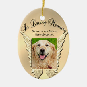 Ornamento De Cerâmica Dourada Pet Memorial Add Foto