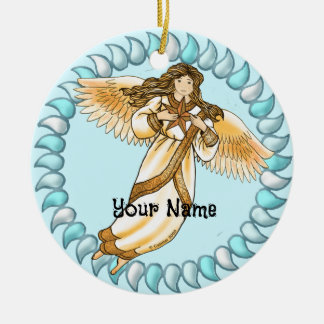 Ornamento De Cerâmica Dourado Angel