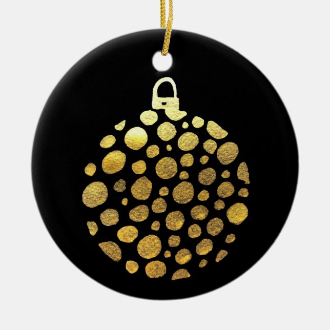 Ornamento De Cerâmica Dourado brilho de Natal (Frente)