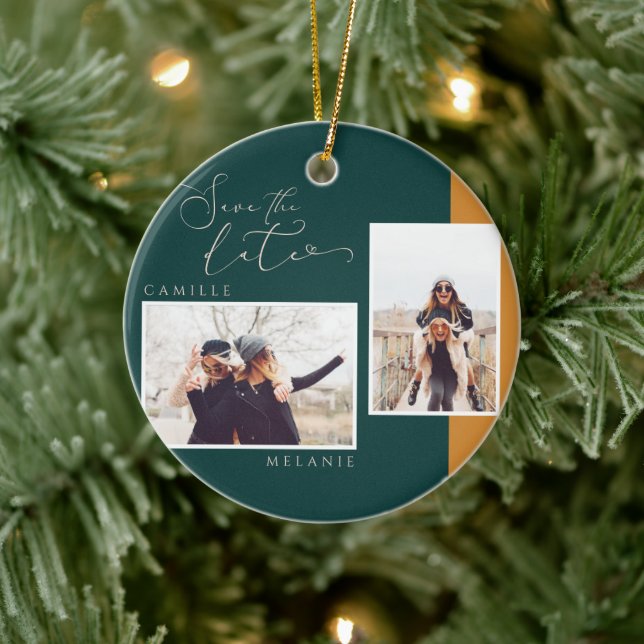 Ornamento De Cerâmica Dourado e elegante mínimo e moderno, duas fotos de (Árvore)