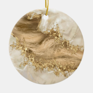Ornamento De Cerâmica Dourado e pérola - Splatter e fluxo