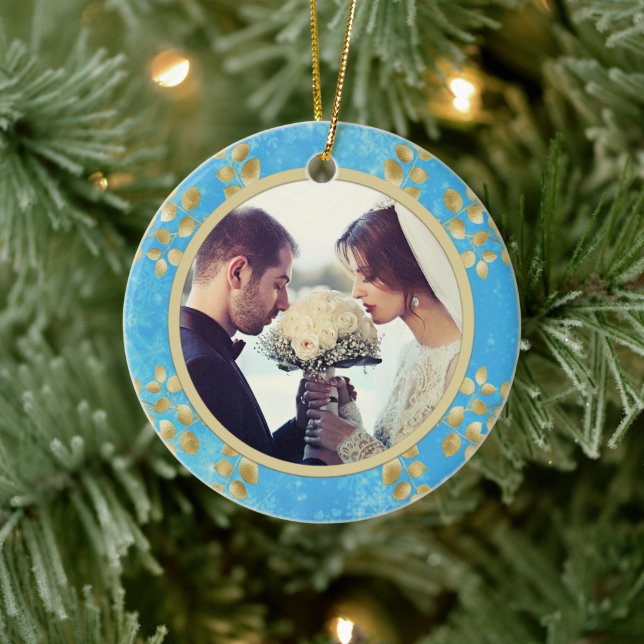 Ornamento De Cerâmica Dourado Floral (Árvore)