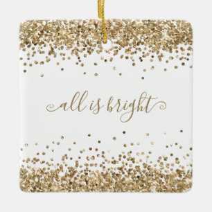 Ornamento De Cerâmica Dourado Glitter Borders Tudo É Nome Brilhante Ano