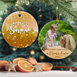 Ornamento De Cerâmica Dourado Natal Deixe Neve Foto Nova Tia