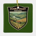 Ornamento De Cerâmica Douro Valley Portugal Viagem Art Vintage<br><div class="desc">Vale do Douro em estilo artístico vetorial. O Vale do Douro Vinho,  até Barca de Alva,  é a mais antiga região vitícola demarcada do mundo.</div>