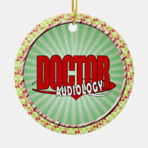 ORNAMENTO DE CERÂMICA DOUTOR AUDIOLOGIST GRANDE VERMELHO LOGOTIPO DA