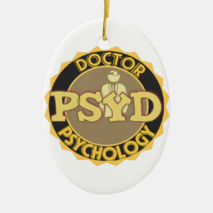 Ornamento De Cerâmica DOUTOR PSICOLOGIA PSICÓLOGO do LOGOTIPO de PsyD