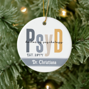 Ornamento De Cerâmica Doutora em PsyD Personalizada em Psicologia