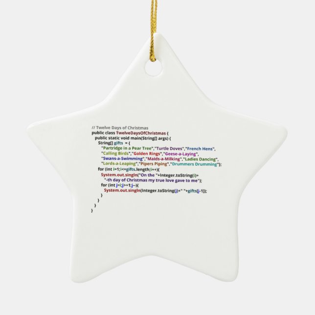 Ornamento De Cerâmica Doze dias do Natal em Java e em pitão (Frente)