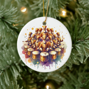Ornamento De Cerâmica Doze Drummers BebendoDoze Dias de Natal