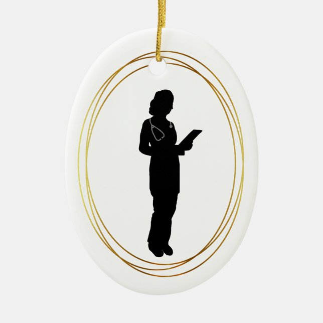 Ornamento De Cerâmica Dra. Silhouette Personalize Ornament (Frente)