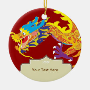 Ornamento De Cerâmica Dragão afortunado do chinês do encanto